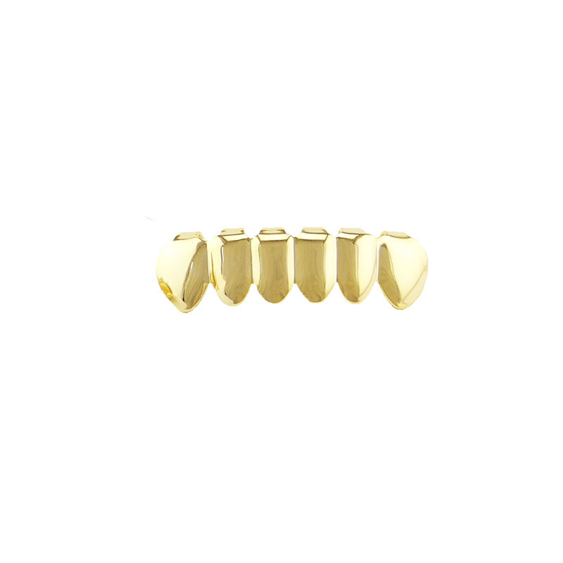 European and American hip-hop 18K gold-plated diamond-encrusted six-toothed braces Vampire hip-hop braces Grills Halloween Item Picture