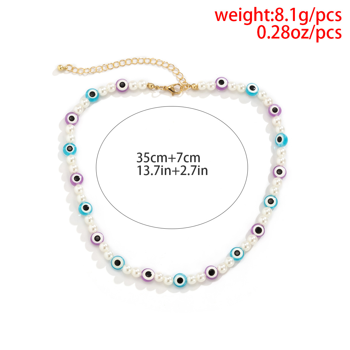 European and American cross-border jewelry mixed and matched beaded acrylic eye cool single-layer necklace, pastoral imitation pearl contrasting color necklace Application Scenario