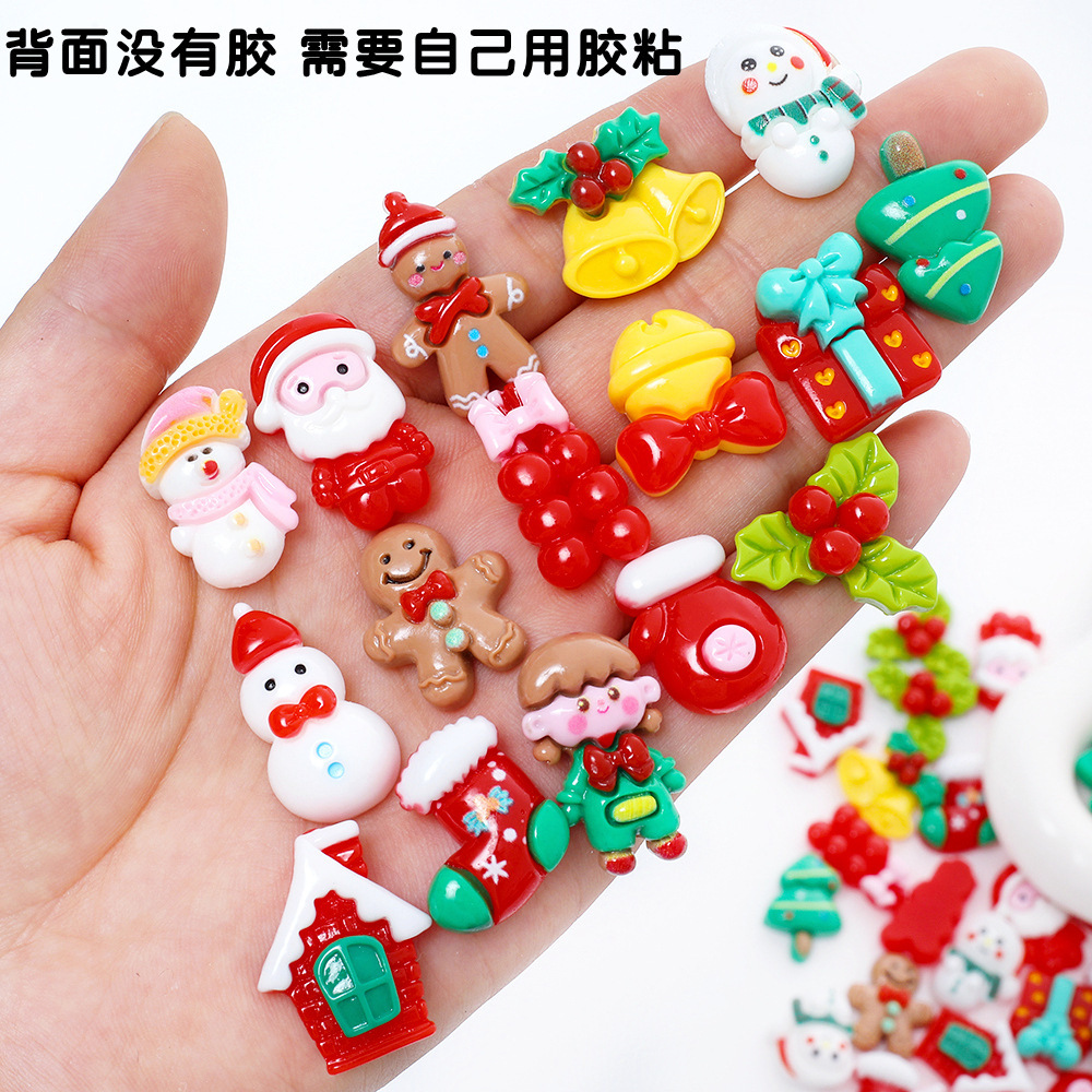 Cartoon resin accessories, Christmas series gingerbread man diy accessories, cream glue hair clips, fridge magnet accessories full figure