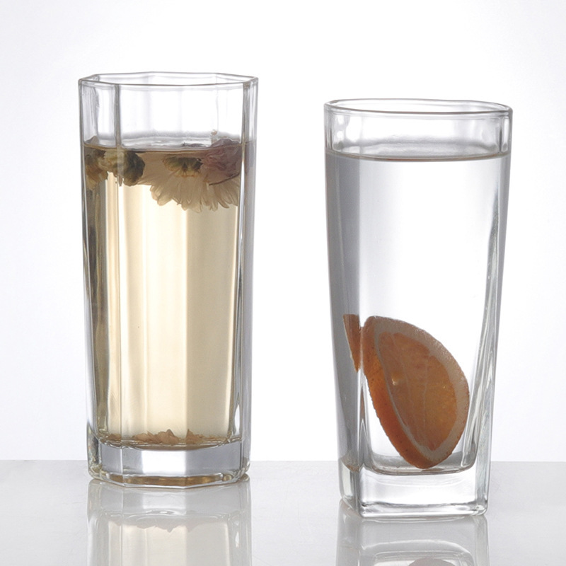 Household transparent tea cups, square glass cups, high-temperature resistant wholesale commercial octagonal water cups, light luxury and high-end dining cups details Picture