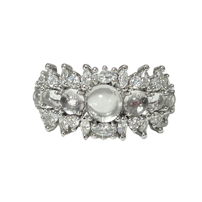 The light luxury and niche design of the national trend style, the ice-transparent imitation chalcedony exquisite open ring, a retro ring with a feminine and high-end feel Item Picture