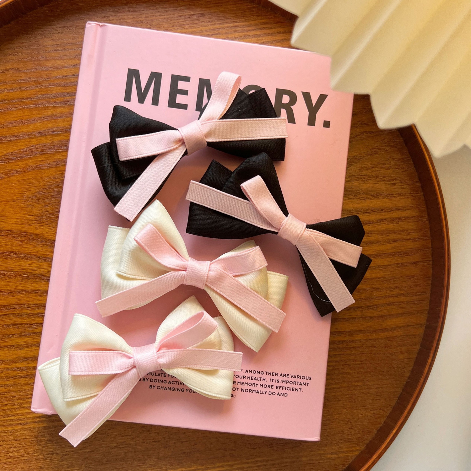 French sweet girl hair clip, bow ribbon, side double ponytail, princess hair clip, lady side hair clip accessory full figure