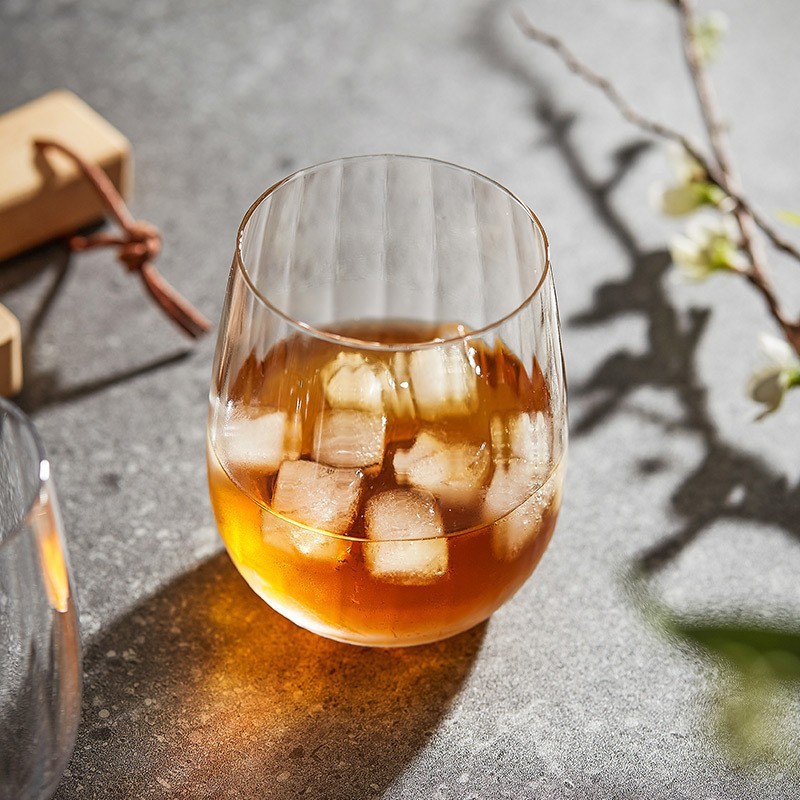 Prism glass water cups, household drinking cups, large-capacity beverage cups, heat-resistant tea cups, simple whisky wine glasses Application Scenario