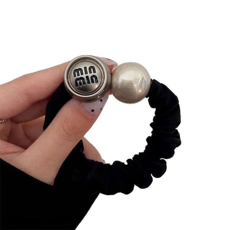 High-end pearl hair tie, exquisite smiling small intestine hair band, 2025 new style rubber band women's high ponytail hair tie Item Picture