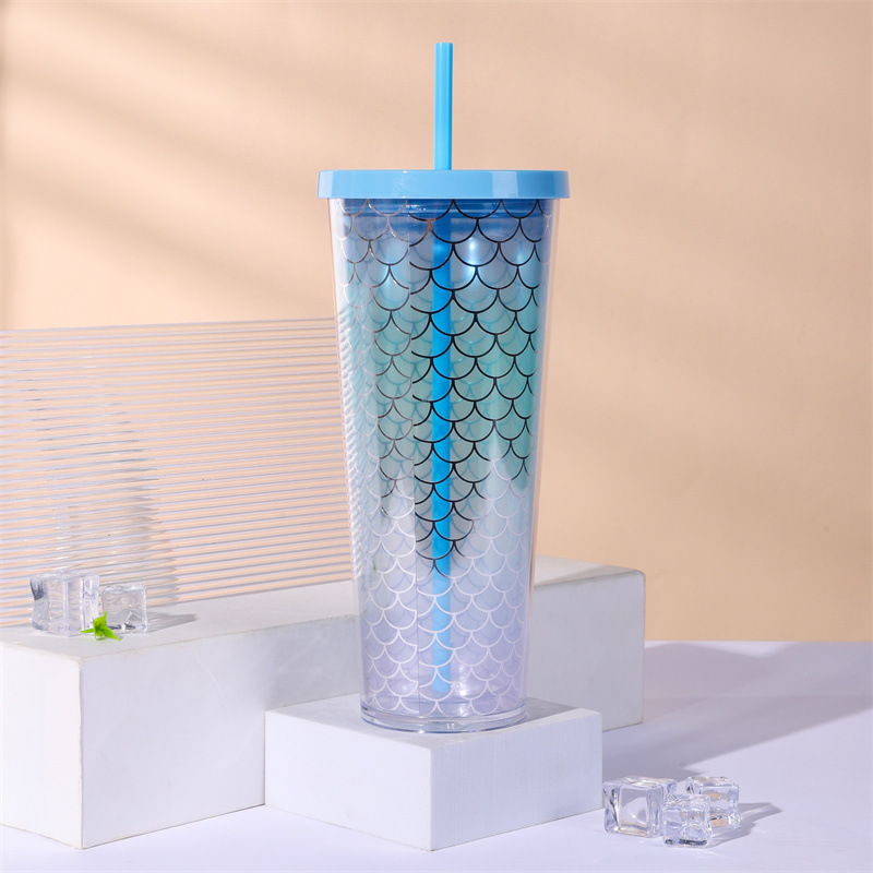 Customized cross-border gradient water cups, straw cups, large-capacity double-layer insulated drinking cups, white-collar commuting straight cups wholesale Application Scenario