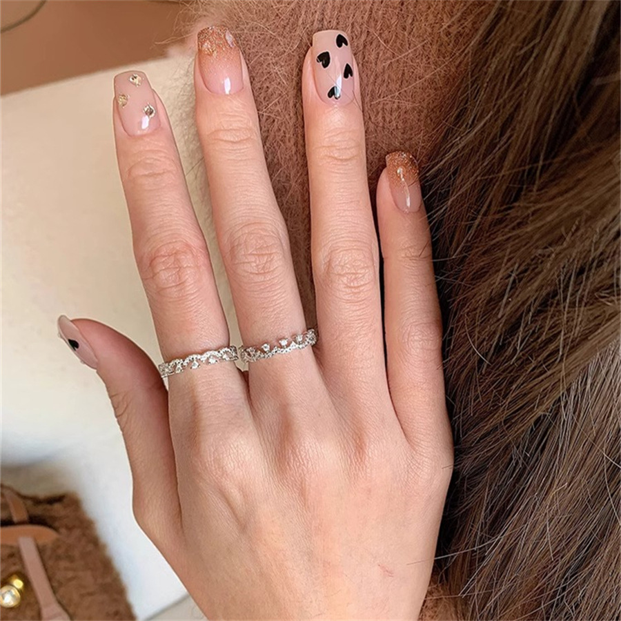 S925 sterling silver small crown lace diamond ring for women, a light luxury and high-end index finger ring, exquisite and versatile, layered ring details Picture