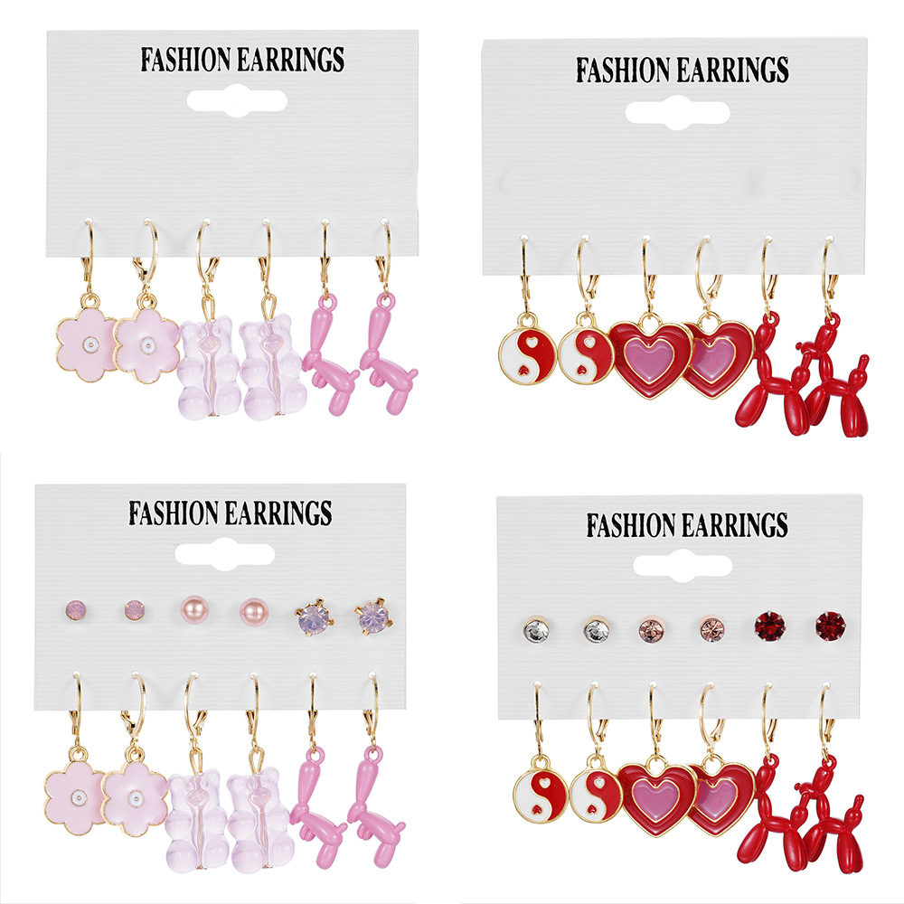 Wholesale of cross-border acrylic butterfly earrings from Europe and America, cute bear ear buckles, pearl stud earrings and earrings full figure