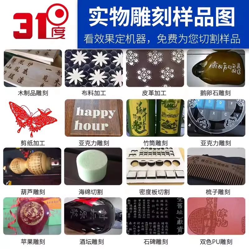 31-degree laser cutting machine for metal, plastic, acrylic, wood board, leather, advertising, maker, college laser engraving machine Application Scenario