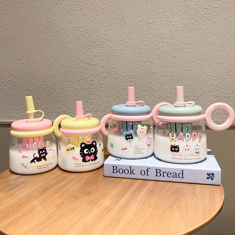 Large-bellied plastic cup 2025 new model large-capacity desktop straw cup for girls, cute tea-water separation portable water cup Specification drawing