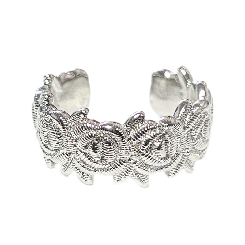 Minimalist bezel starlight style open ring, cold and individualistic style, trendy Instagram flower niche luxury fashion index finger ring Item Picture