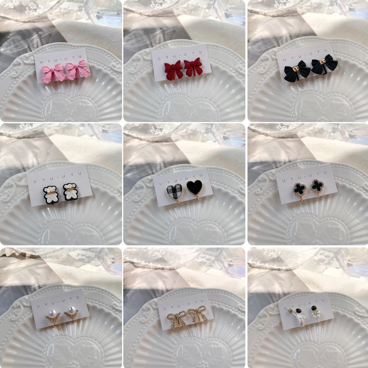 Wholesale of fresh, sweet and versatile women's ins earrings without ear piercings from Dongdaemun, South Korea details Picture