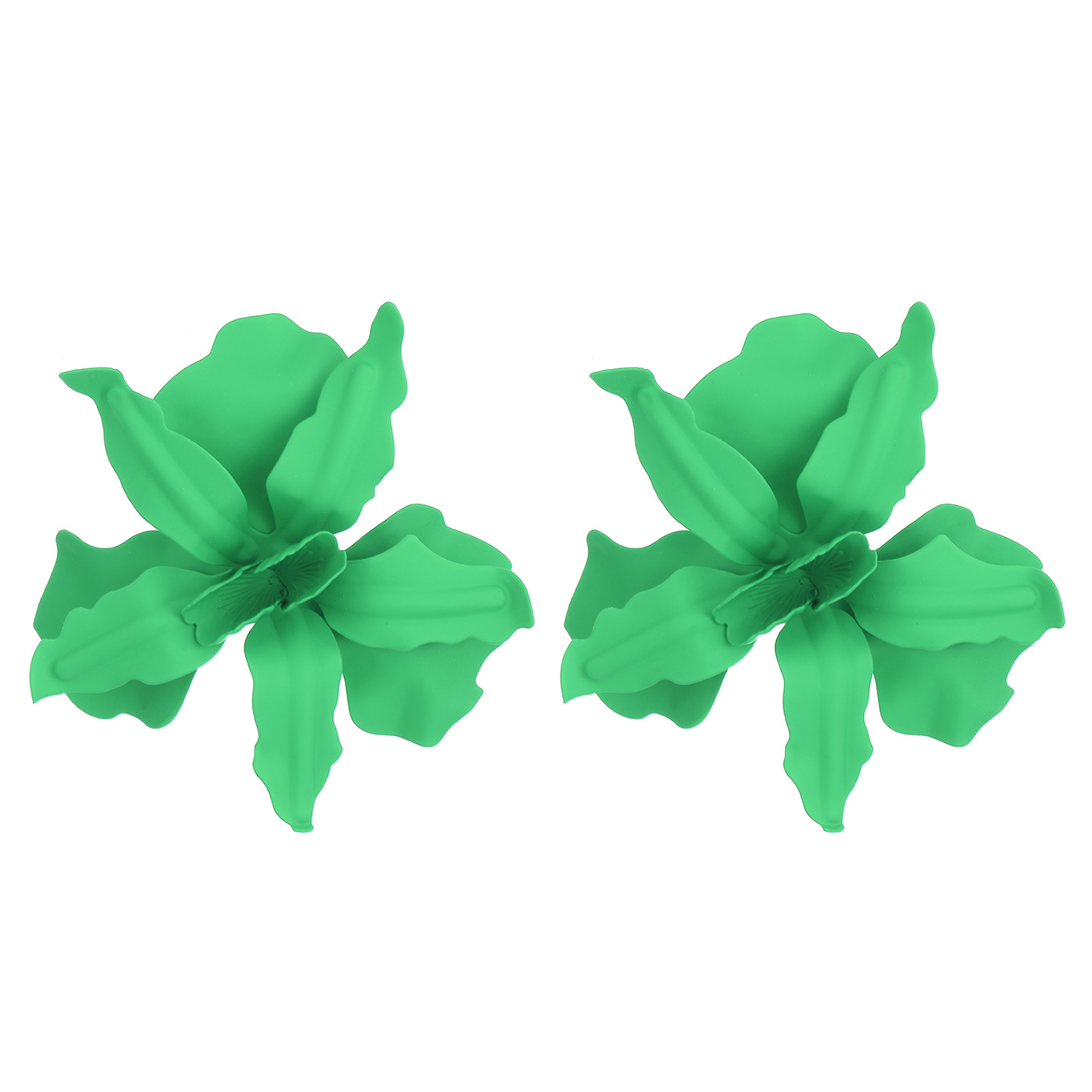 European and American fashion exaggerated oversized geometric pleated lacquered flower earrings, party earrings, summer vacation style stud accessories Item Picture