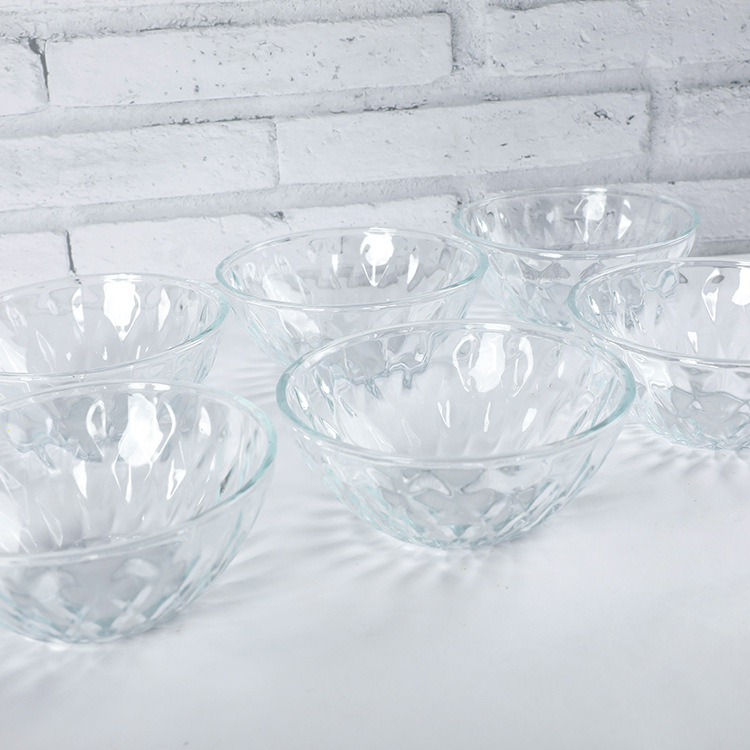 New glass bowl set, household transparent fruit plate, breakfast rice bowl, cereal bowl six-piece set, wholesale event gift details Picture
