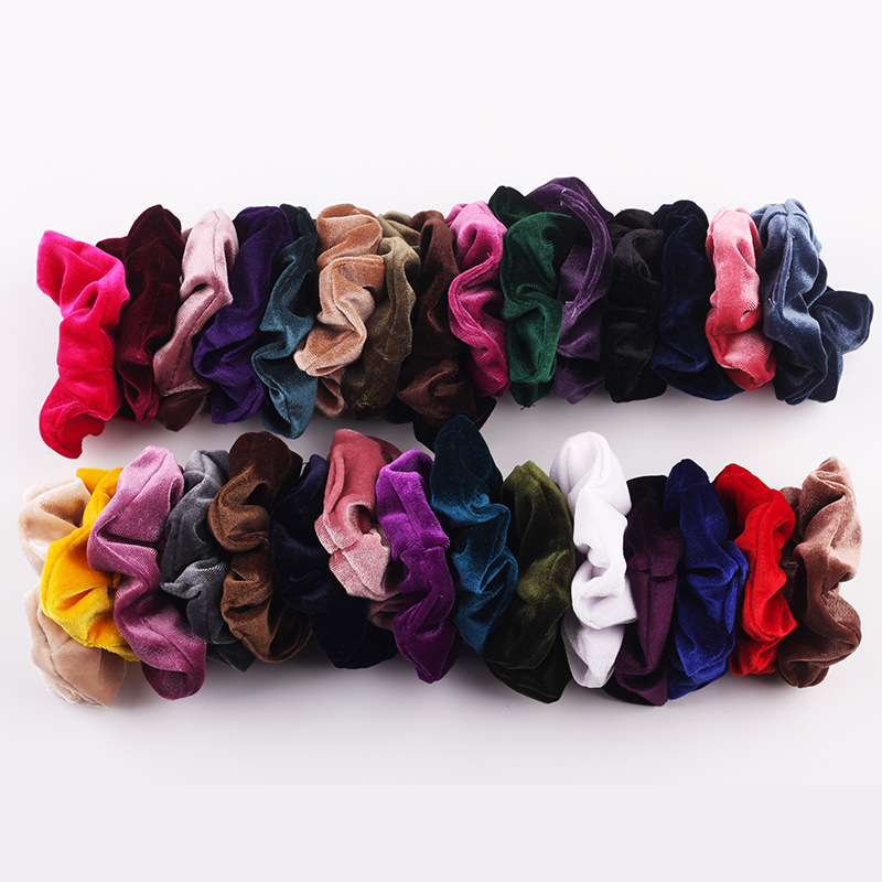 Qiyue Amazon Velvet Scrunchies Bow Large Intestine Hair Band Manufacturer shipping Specification drawing