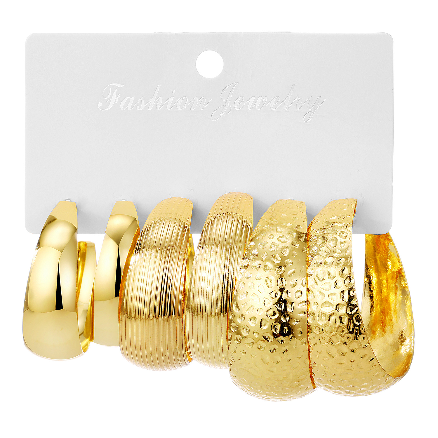 A set of 3 pieces of new high-end gold individual exaggerated alloy earrings and creative circular earrings from Europe and America Item Picture