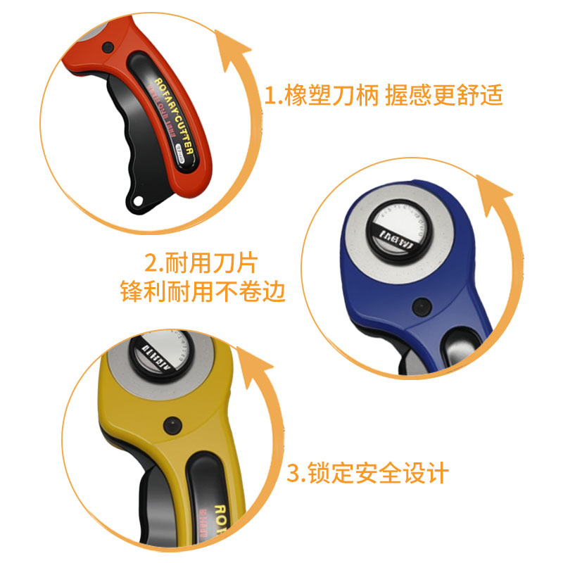 Roller fabric cutting knife, fabric cutting knife, roller knife, cutting wheel knife, fabric cutting knife, manual round knife, round roller knife, 45mm round blade Application Scenario