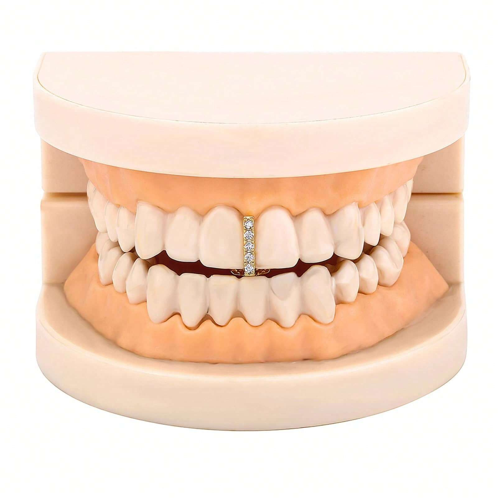The new cross-border bestseller of the three-piece set for teeth gaps, a DIY combination of teeth, hip-hop, real gold teeth grills details Picture