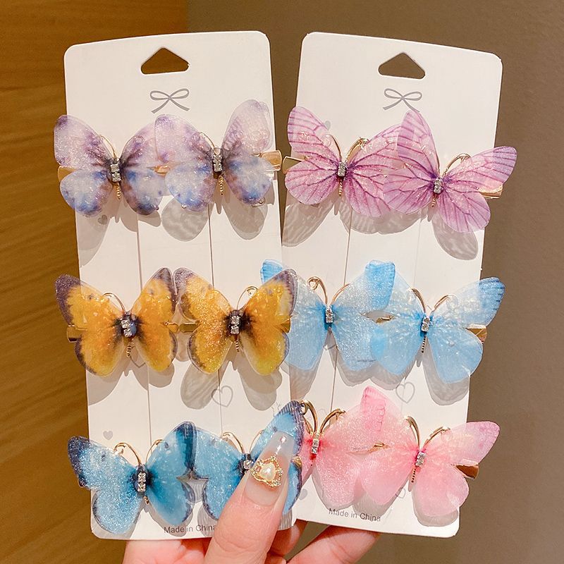 New super fairy gradient butterfly children's hair clips, ancient costume style girls' hair clips, ponytail clips, hair accessories, headwear clips wholesale Specification drawing