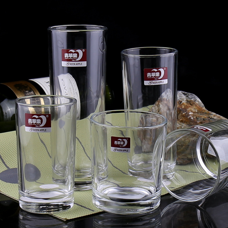 Green apple thickened glass cups, beer mugs, juice cups, beverage cups, water cups, guest room mouthwash cups wholesale with logo printing Application Scenario