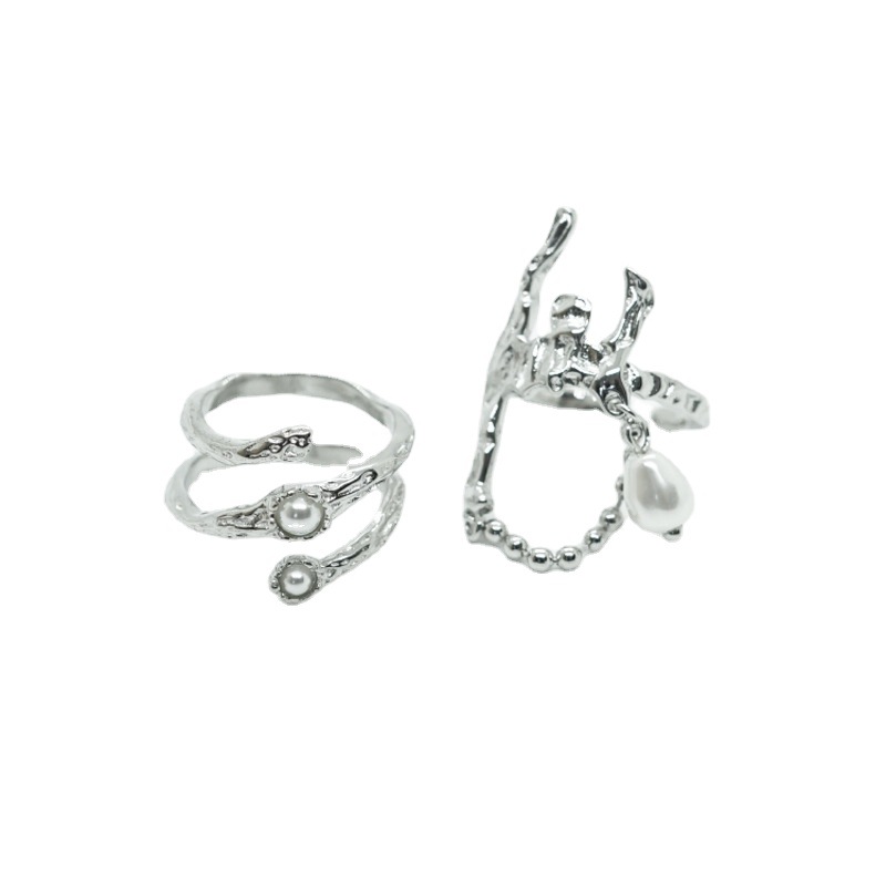 A niche design chain pearl irregular exquisite open ring with a feminine high-end feel, an ins cold and elegant style ring Item Picture