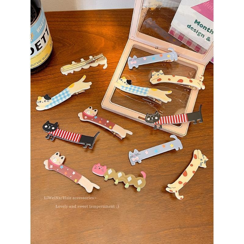 Cute cartoon cat hair clips, side hair clips for girls' bangs on the forehead, headwear, wholesale hair clips for college girls Application Scenario