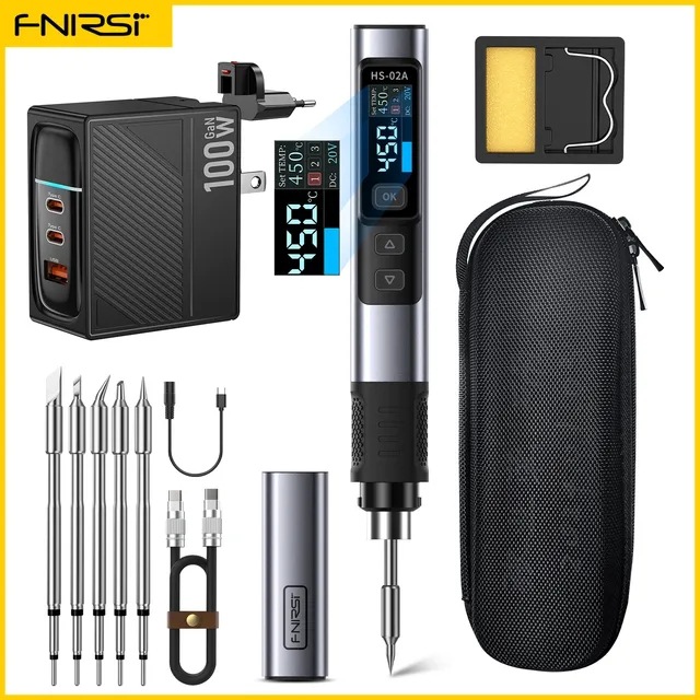 FNIRSI HS-02 Smart Soldering iron 100W portable constant-temperature soldering station, soldering pen for home repair and soldering undefined