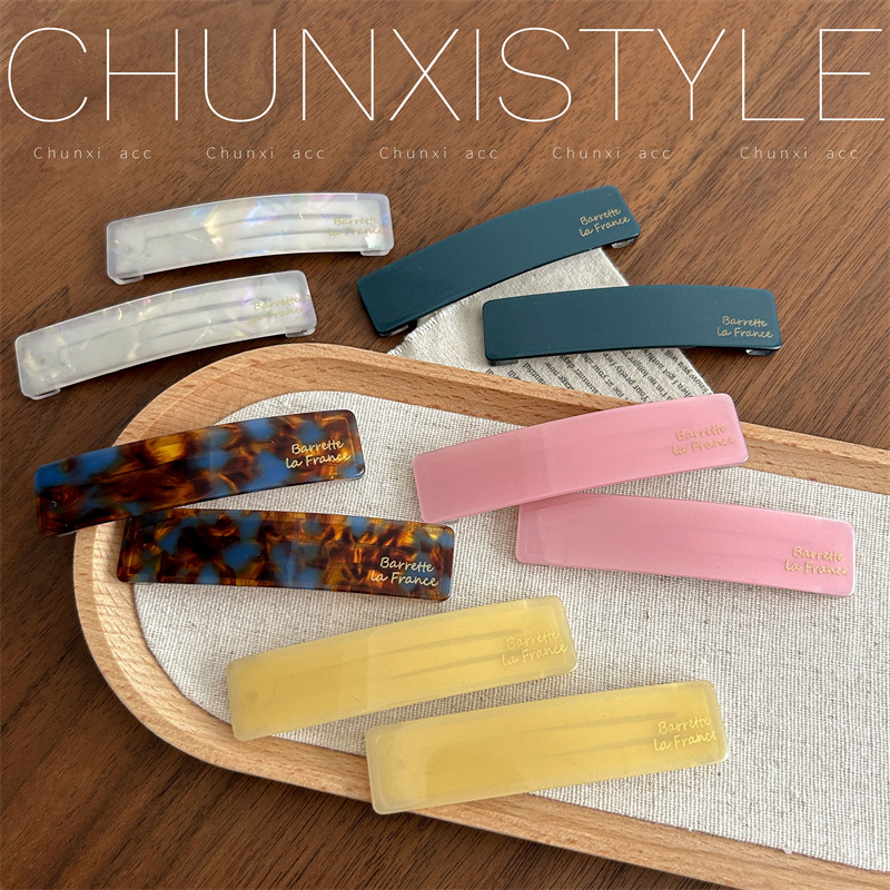 2 pieces per set ~ High-end acetic acid French hair clips, side clips, side bangs clips for women, 2025 new style one-line hair clips details Picture