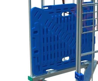 Silent electroplated N-shaped bottom logistics trolley with plastic base plate, anti-static delivery, no door and no door available for supply Specification drawing