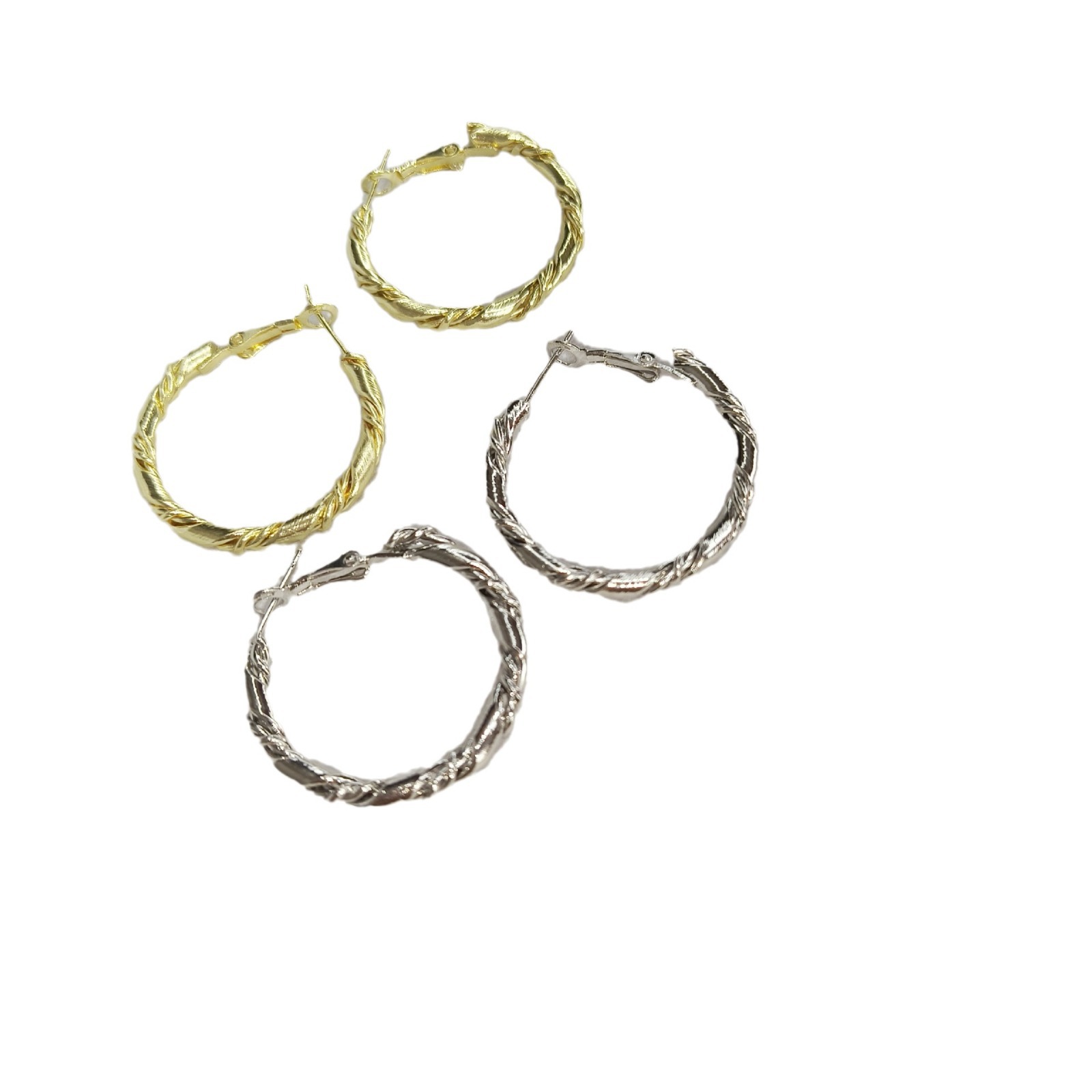 Simple and versatile, with a niche design sense, plain ring and twisted ear rings, a trendy, individualistic and fashionable cross-border cold style earrings for women on Instagram Item Picture