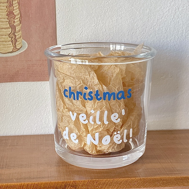 Bolimei Christmas Glass Cup, coffee cold brew cup, glass water cup, American latte glass cup full figure