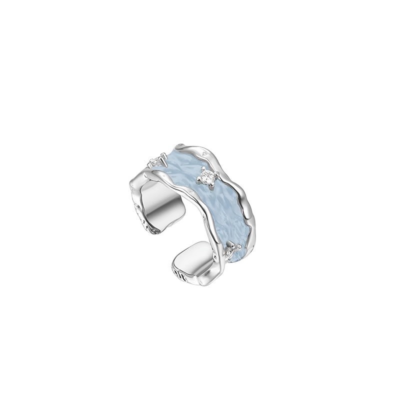 High-end texture enamel drop glaze, niche design open ring, women's Instagram, cold style, simple and individual food ring Item Picture