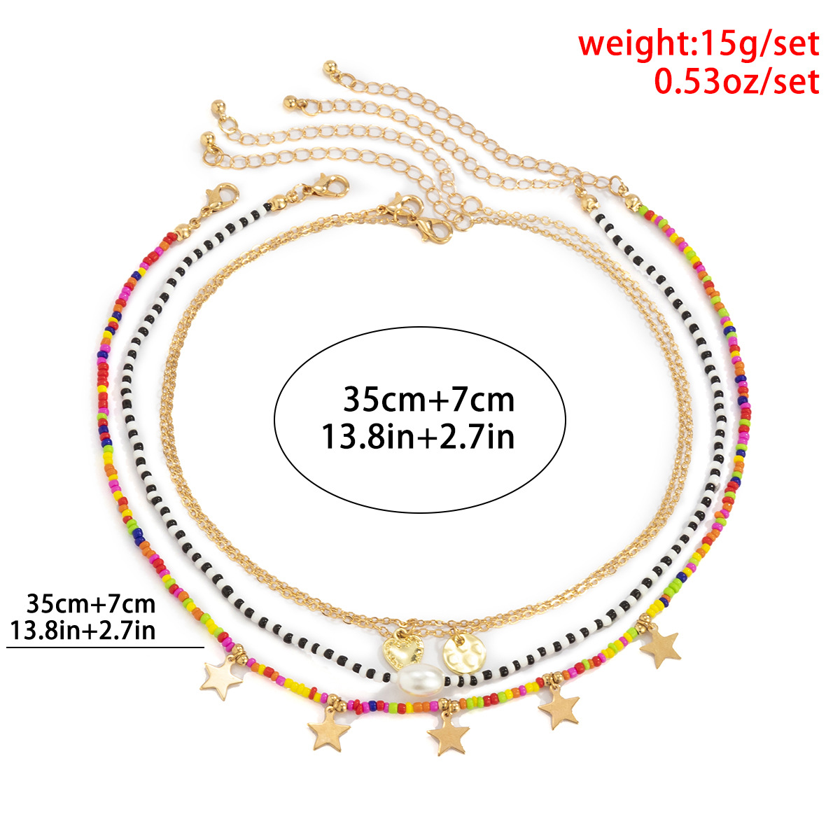 Bohemian colorful rice bead heart necklace for women, simple hip-hop star-shaped beaded collarbone chain, European and American cross-border accessories Application Scenario