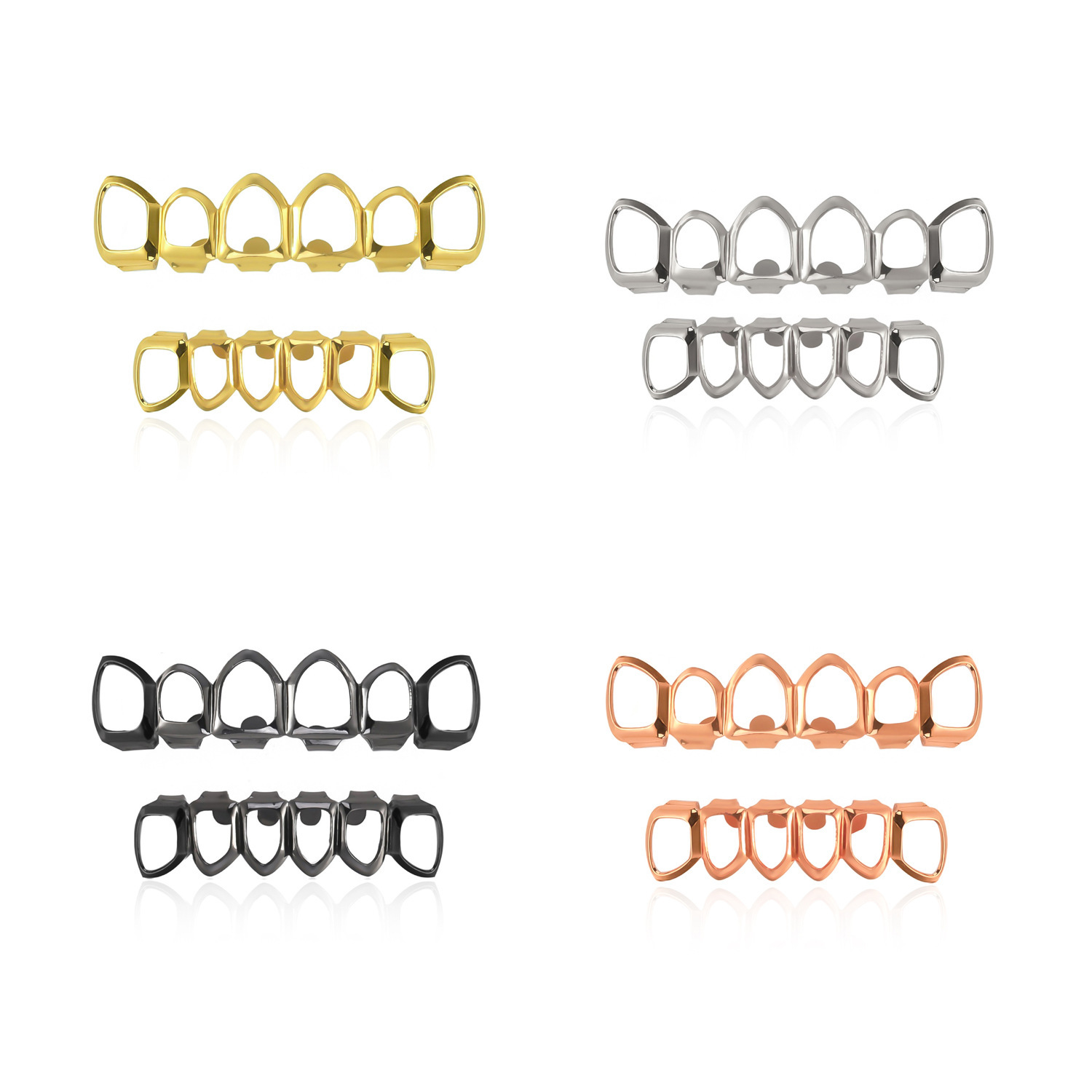 Cross-border best-selling, fashionable, trendy and personalized 6-hole hip-hop teeth, HIPHOP nightclub Halloween factory supplies props full figure