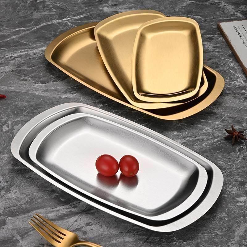 Stainless steel Korean-style rectangular plate, hot pot beef plate, barbecue plate, vegetable plate, flat bottom tray, thickened square plate, barbecue plate Application Scenario