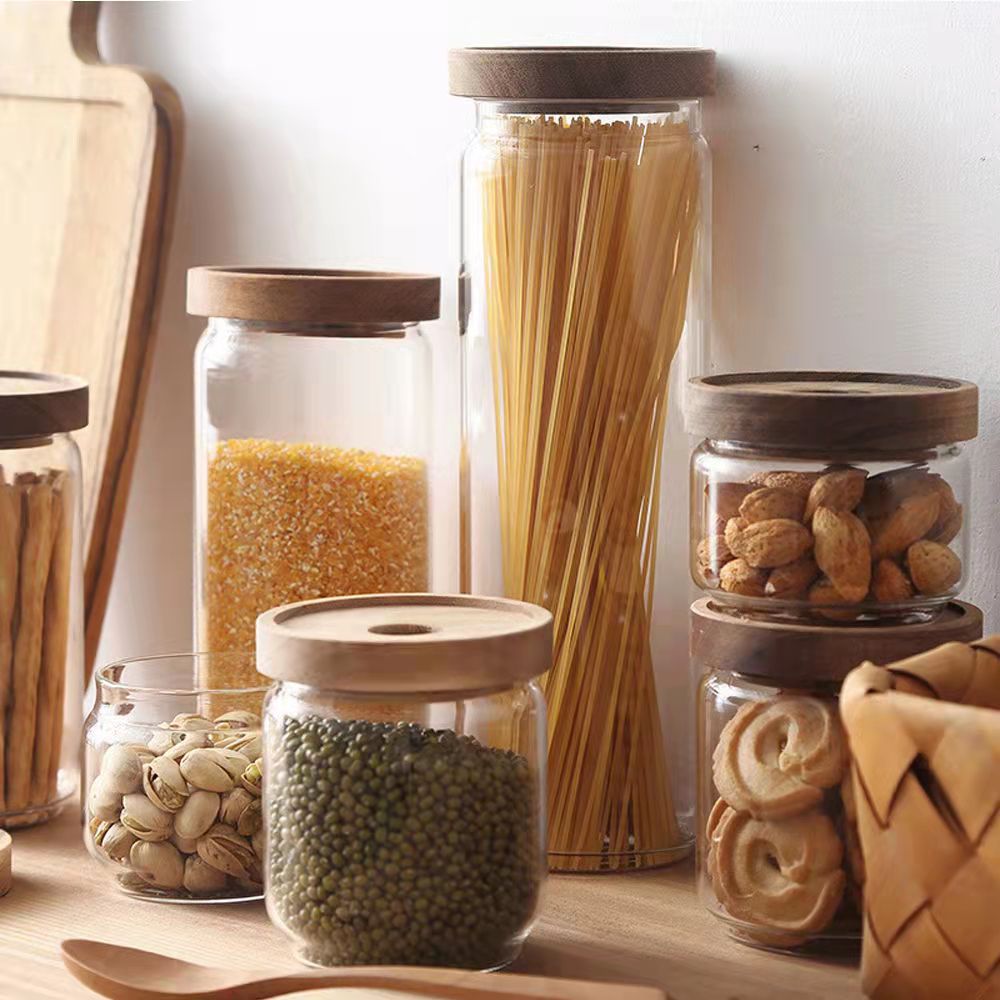 Household kitchen transparent glass jar, food-grade grain flower tea, coffee and tea can, sealed storage jar, glass jar details Picture