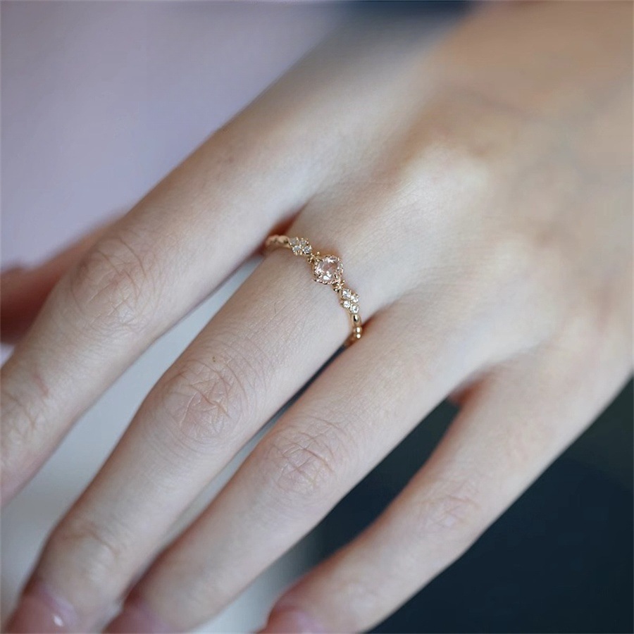 Rose Time Super Fairy Champagne nude pink Zircon ring for women, 925 sterling silver, exquisite, light luxury and high-end open ring Application Scenario