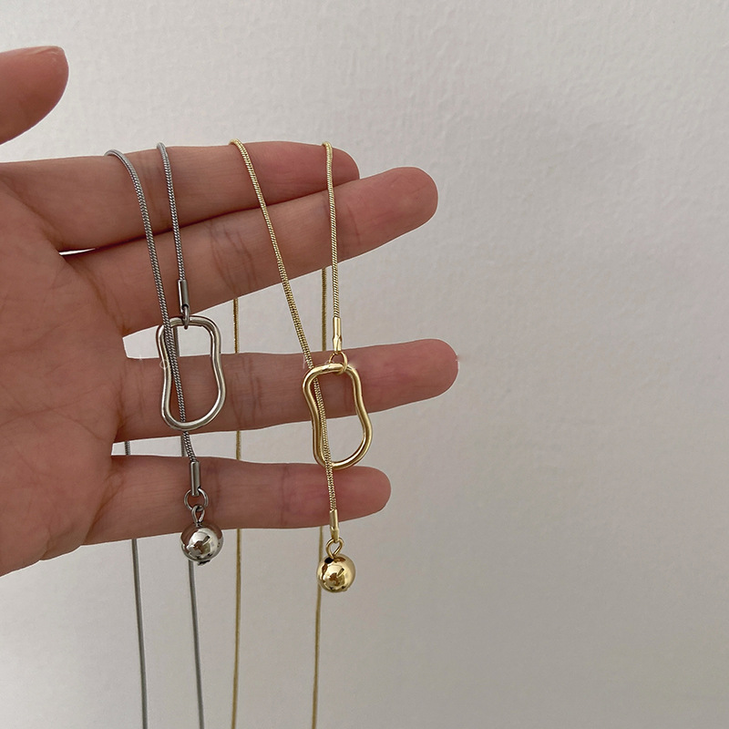 Cold style silver round bead sweater chain for women, long and niche design, new Chinese-style sweatshirt chain necklace wholesale, ins style details Picture