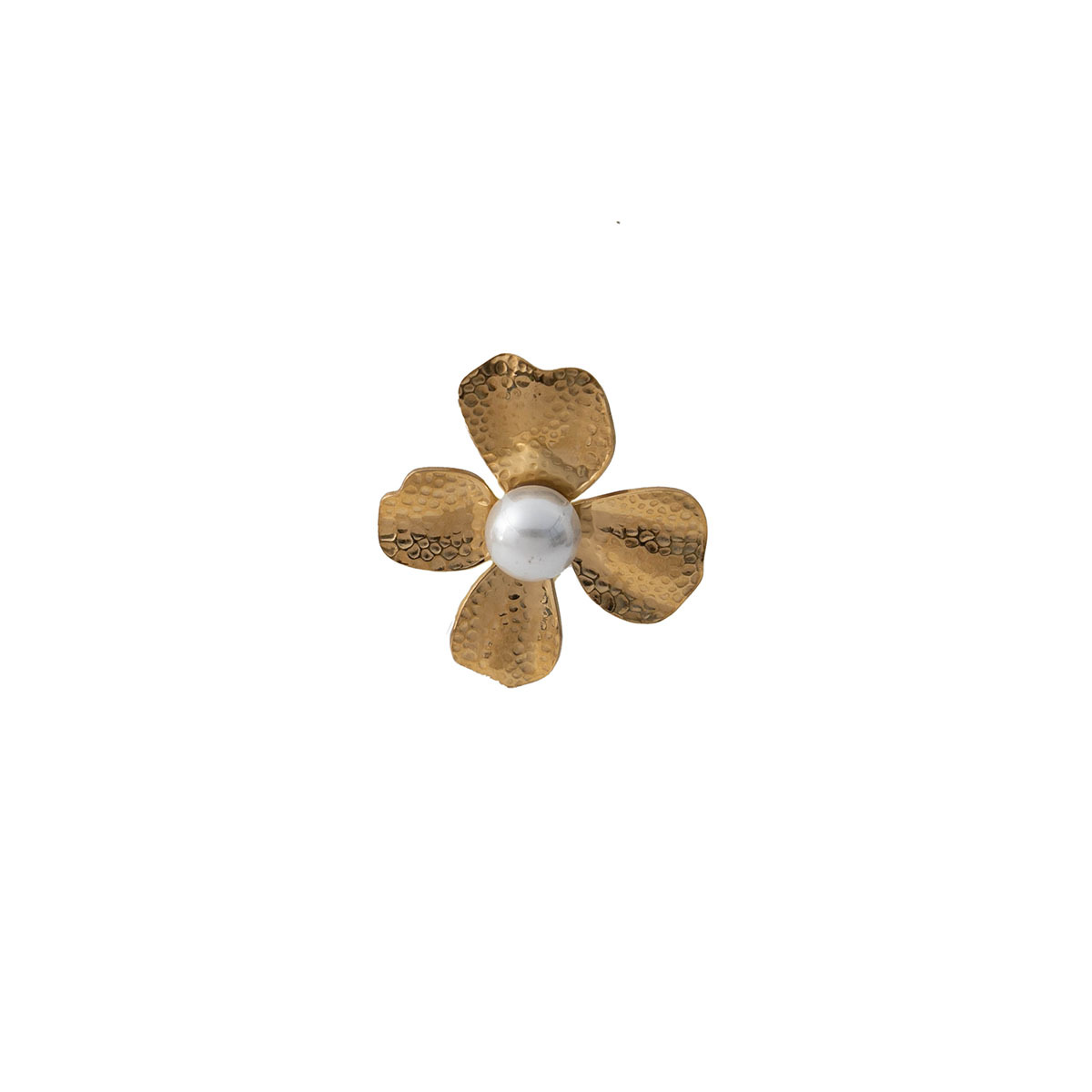 A new retro metal four-leaf clover brooch from Europe and America, with an elegant ancient style, original light luxury and versatile pearl creative accessory Item Picture