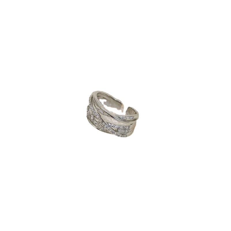 The light luxury and high-end line encirclement zircon open ring is a simple, fashionable, individual and niche design for women Item Picture