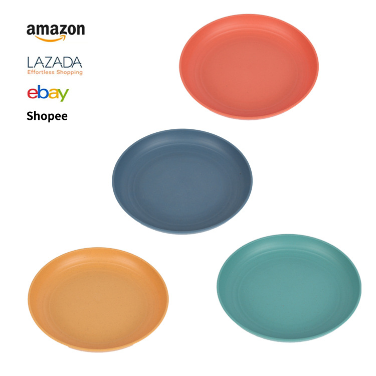 Creative wheat straw plastic household durable children's plate, snack nut plate, vegetable and fruit plate, snack plate full figure