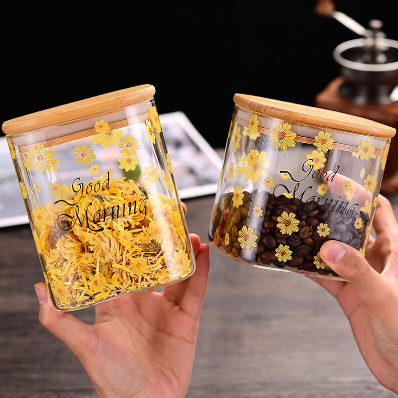 High borosilicate glass storage tanks, square sealed tanks, household dried fruit and grain storage tanks, large-capacity tea cans, glass details Picture