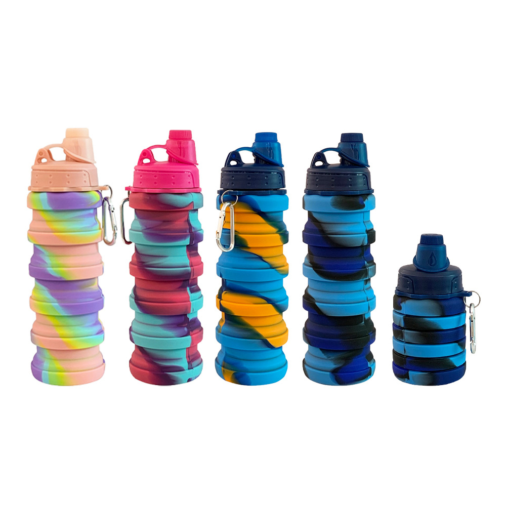 Amazon's best-selling portable silicone water bottle, creative outdoor insulated cup, cycling foldable silicone cup, business gift Item Picture