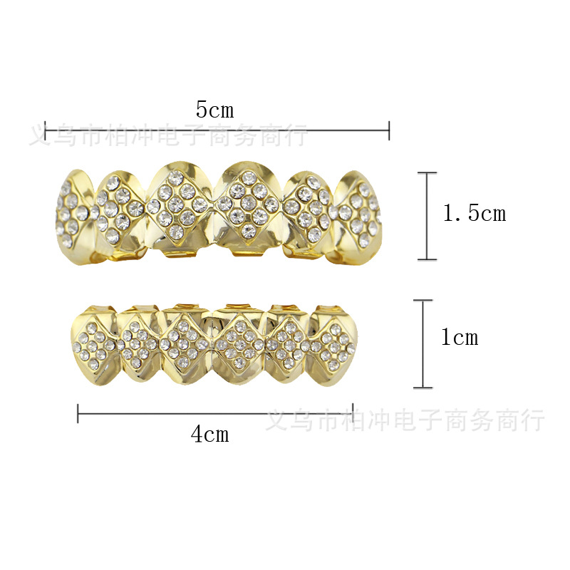 Hip-hop cross-border bestseller Grillz diamond-encrusted personalized braces, hip-hop gold braces 18K gold braces hiphop details Picture