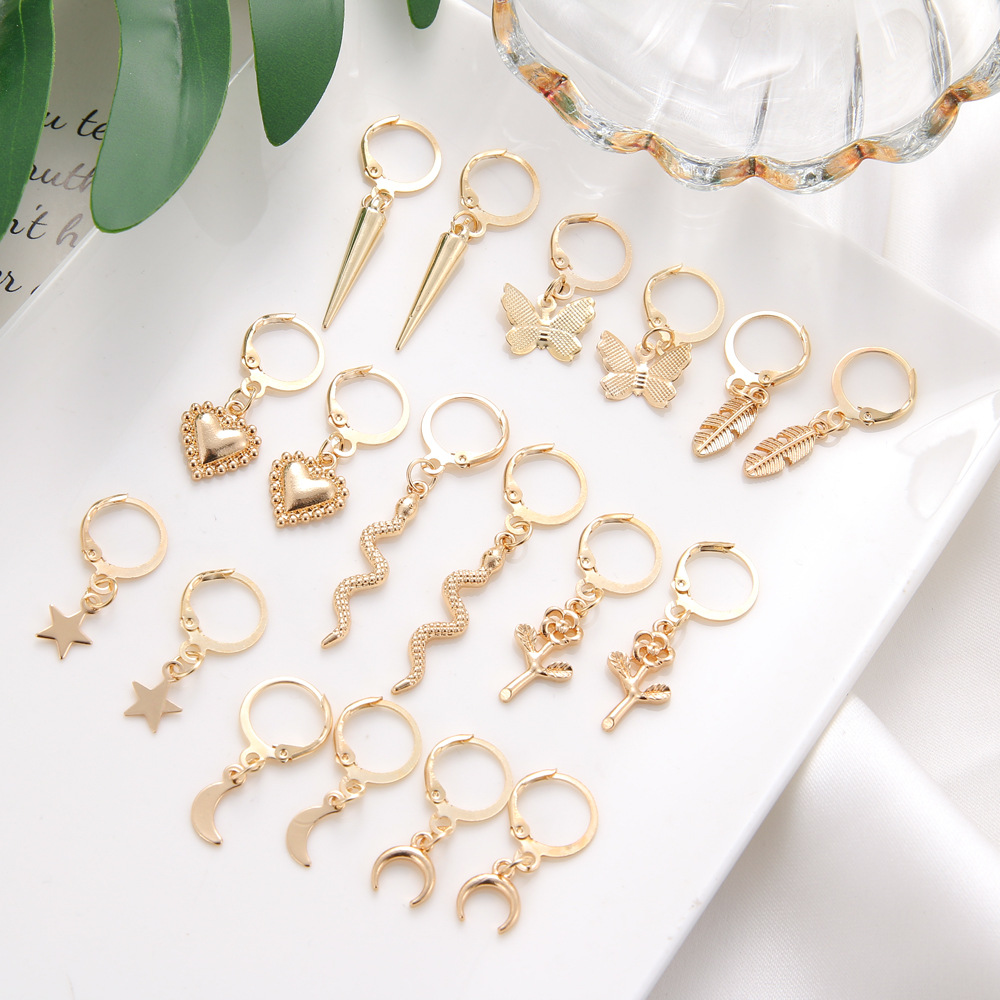 Fashionable butterfly and snake-shaped earrings, cross-border earring accessories, star and moon stud manufacturers Specification drawing