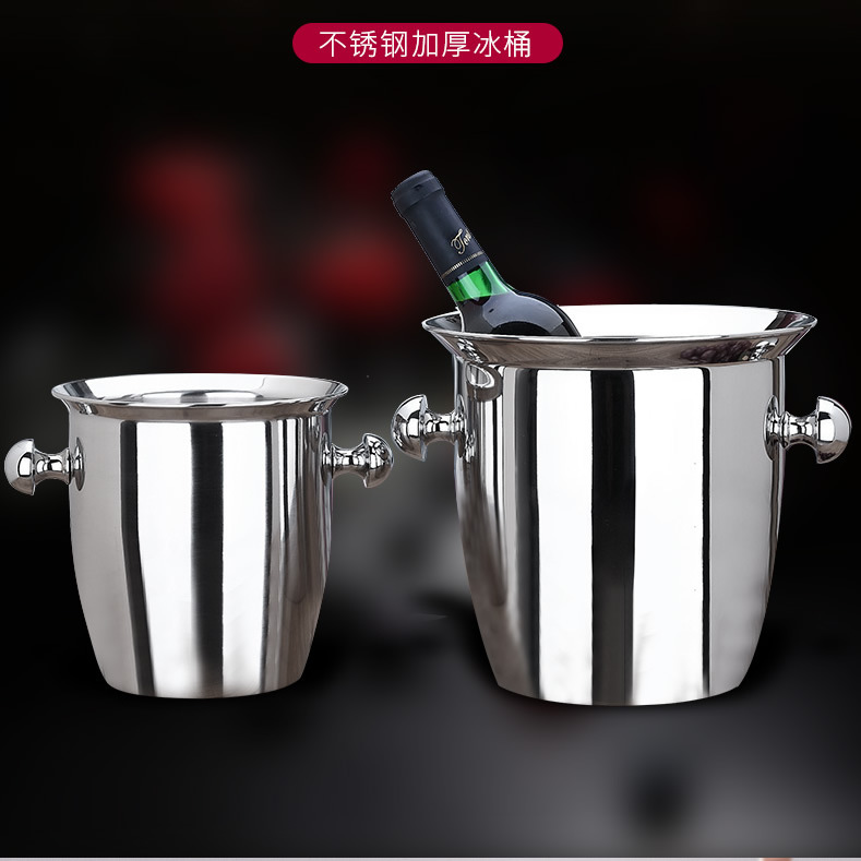 Cross-border foreign trade stainless steel ice barrels, champagne barrels, commercial bar ice cubes barrels, chilled beer barrels, thickened ice red wine barrels full figure