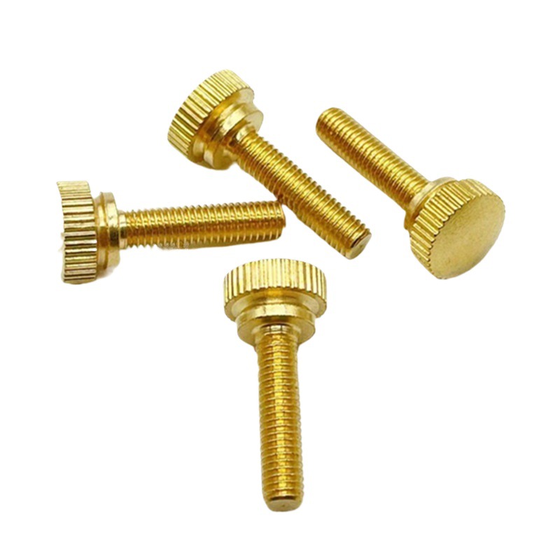 Nickel-plated brass hand-turned screws with thread M3, M4, M5, M6, M8, knurled straight grain, national standard and non-standard adjusting screws Item Picture