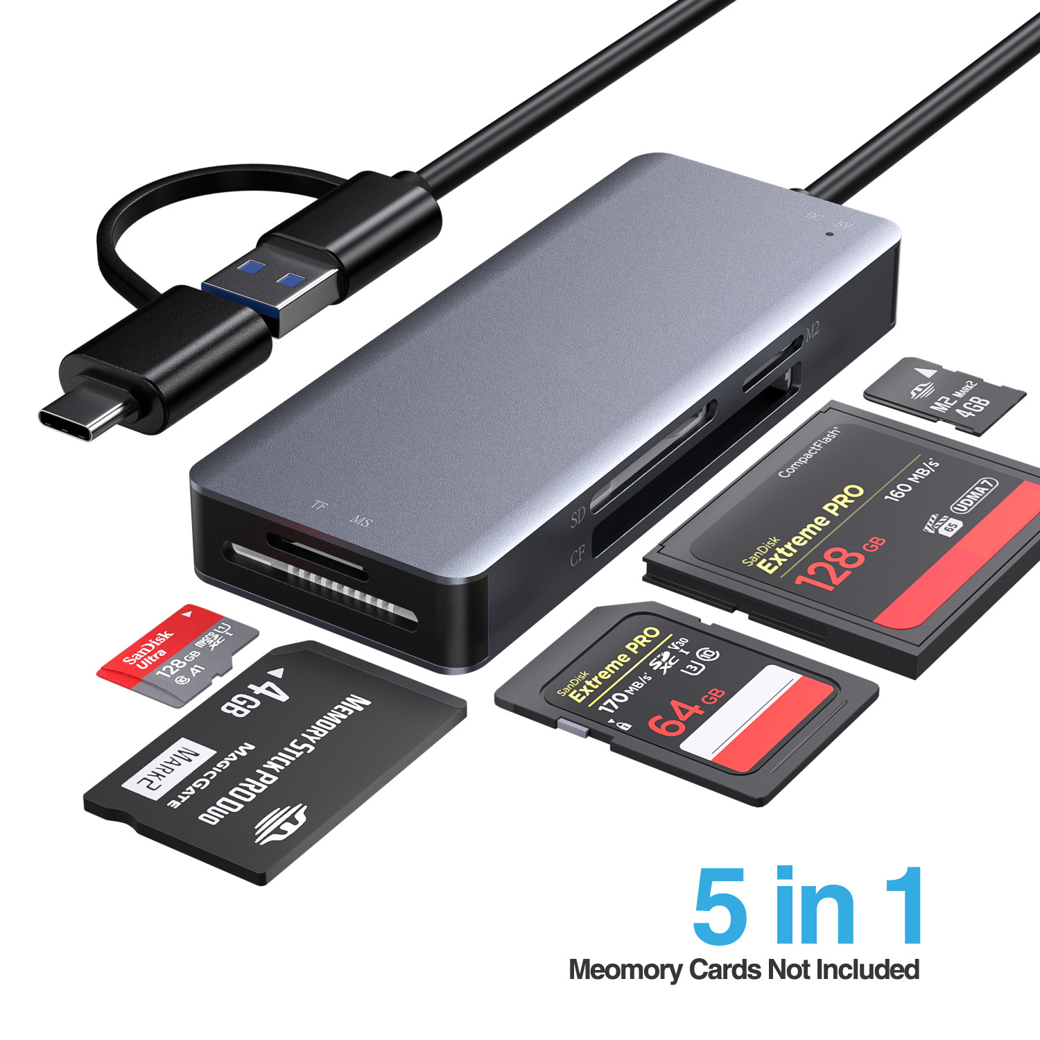 The USB3.0 type c all-in-one card reader is compatible with Huawei, Xiaomi and Apple 15/16 PRO MAX Item Picture