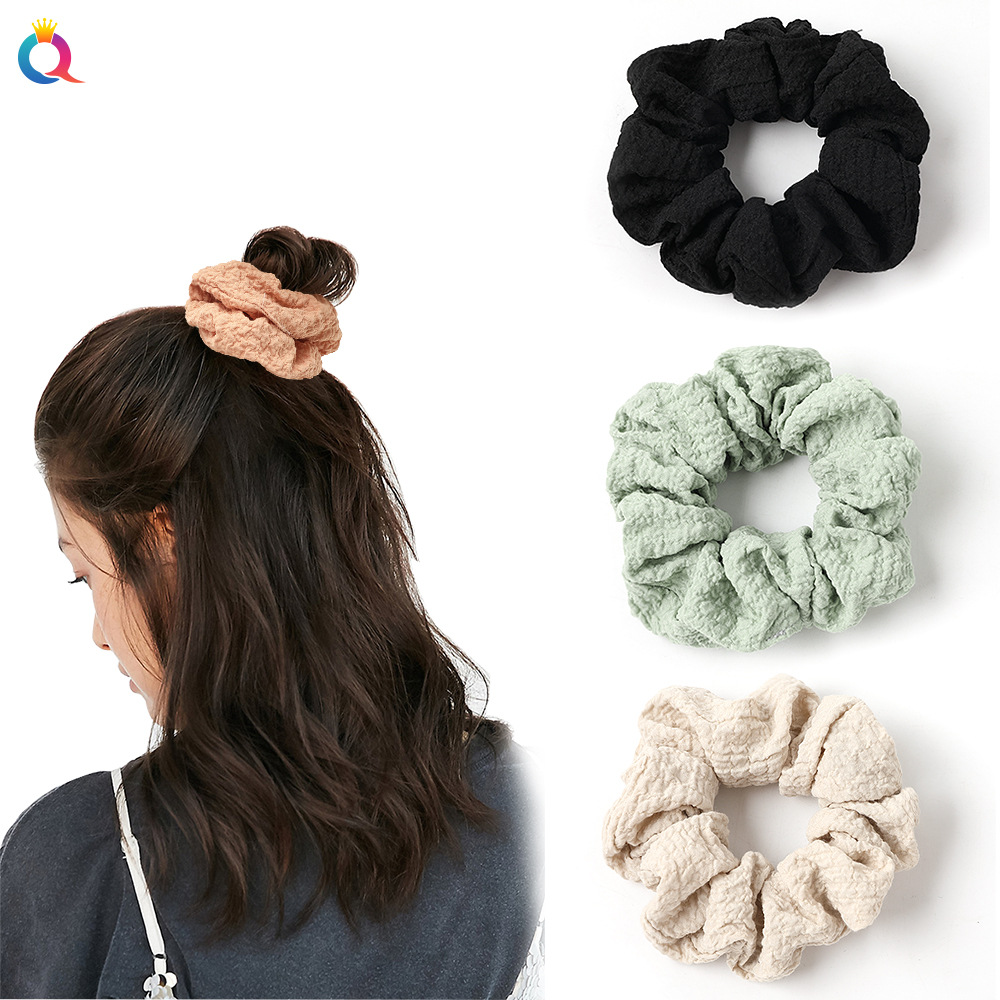 Qiyue Korean version fresh and cute cream puff Large Intestine Hair Band fabric pleated sweet Girl large Intestine hair Band Headband C151 details Picture