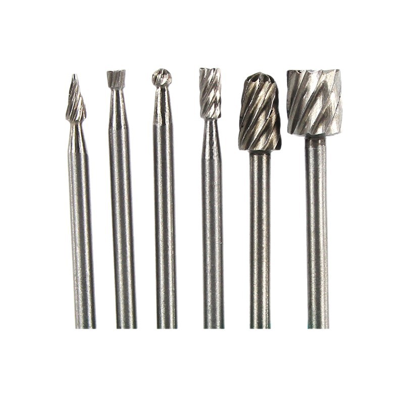 6-piece set of high-speed steel rotary files, hard alloy rotary files, steel coarse-toothed engraving milling cutters, woodworking high-speed rotary files Item Picture