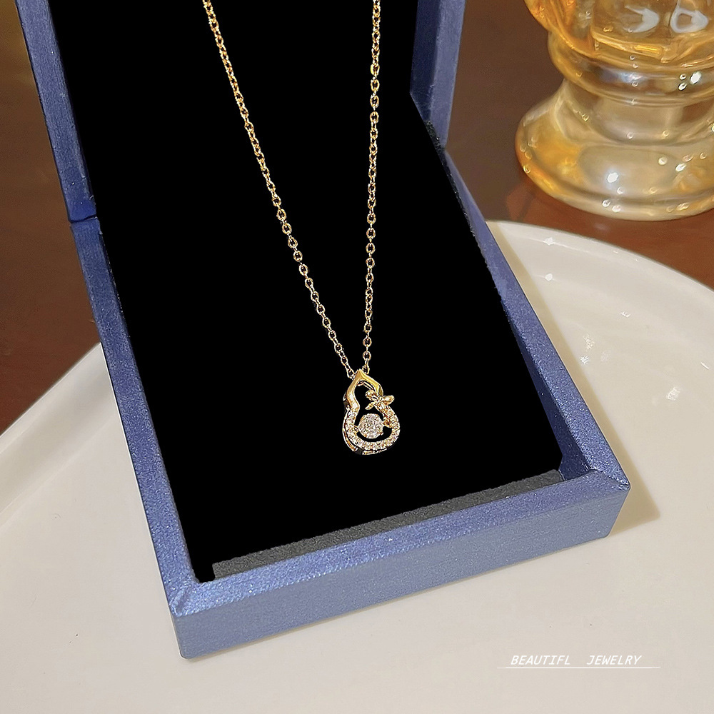 Sweet and light luxury zircon Fulu necklace, a rare and versatile pendant for women, collarbone chain, 2025 new bestseller accessory wholesale details Picture